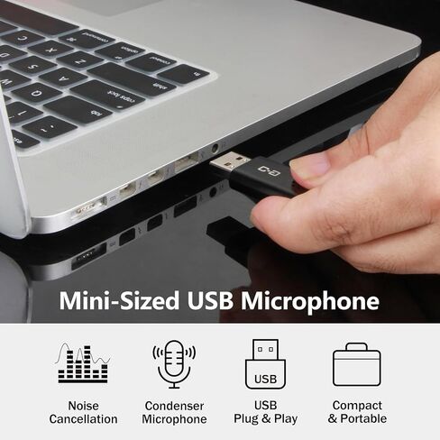 USB Microphone for Laptop and Desktop Computer, High Sensitivity for Clear Call, Plug-and-Play, High Gain, Cordless Mini-Sized Portable, Ideal for Work & Study in Saudi Arabia