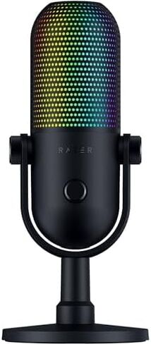 Razer Seiren V3 Chroma RGB USB Microphone: Stream & Game Reactive Lighting - Tap-to-Mute Sensor - Condenser Mic, XSplit - Black (Renewed Premium) in Saudi Arabia