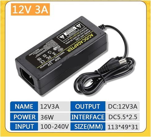 12V 3A Power Adapter, AC-DC Converter 100-240V, 5.5x2.5mm(AU Plug) in Saudi Arabia