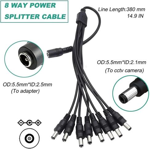 60W 12V 5A Power Adapter AC to DC Switching Power Supply with 8-Way Power Splitter Cable(EU Plug) in Saudi Arabia