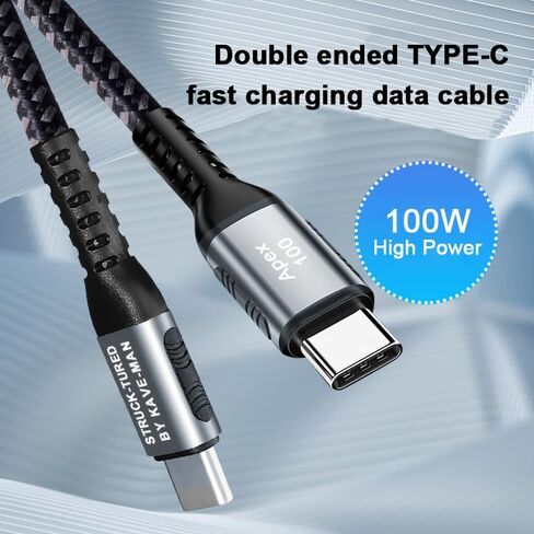 100W USB C to USB C Fast Charging Cable | PD 3.0 C to C Charger Cord with E-Marker Chip | Durable Nylon Braided 6 ft | Kave-Series Apex 100 in Saudi Arabia
