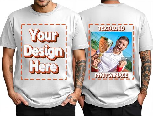 Custom T Shirts for Men Personalized T Shirts with Logo Text Picture Design Your Own Tee Shirt with Front & Back Print in Saudi Arabia