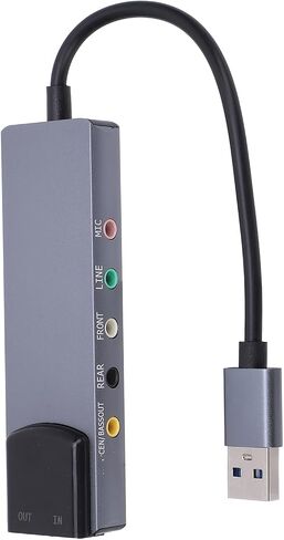 Gugxiom 5.1 7.1 Channel USB Surround Sound Card، بطاقة صوت خارجية، مع مخرج إدخال بصري، لأجهزة الكمبيوتر المحمول in Saudi Arabia