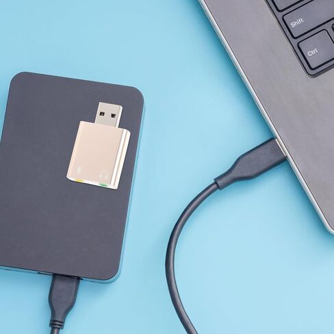 محول بطاقة صوت خارجي USB من Gadpiparty مع مقبس مقبس سماعة الرأس وتشغيل USB إلى محول الصوت لأجهزة الكمبيوتر المحمول وبطاقة صوت ستيريو متعددة القنوات للصوت والألوان العشوائية in Kuwait