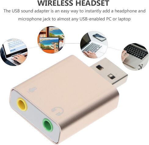 محول بطاقة صوت خارجي USB من Gadpiparty مع مقبس مقبس سماعة الرأس وتشغيل USB إلى محول الصوت لأجهزة الكمبيوتر المحمول وبطاقة صوت ستيريو متعددة القنوات للصوت والألوان العشوائية in Kuwait