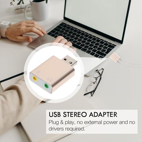 محول بطاقة صوت خارجي USB من Gadpiparty مع مقبس مقبس سماعة الرأس وتشغيل USB إلى محول الصوت لأجهزة الكمبيوتر المحمول وبطاقة صوت ستيريو متعددة القنوات للصوت والألوان العشوائية in Kuwait