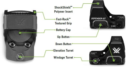 Vortex Optics Defender-ST Micro Dot Sights - تنشيط الحركة مع الإغلاق التلقائي، DeltaPoint Pro Footprint، بطارية علوية - ضمان غير محدود وغير مشروط in Kuwait