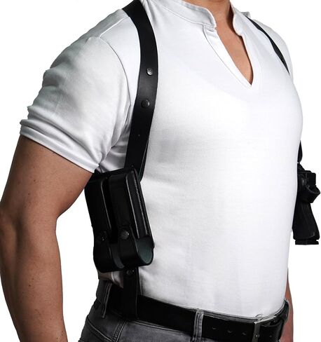 *KINGDOM HOLSTER* K061 Shoulder Holster & Belt Holster with Doulble Magazine Pouch (2in1) for Glock 17 Glock 19 Glock 22 Glock 23 RH Handmade! in Saudi Arabia