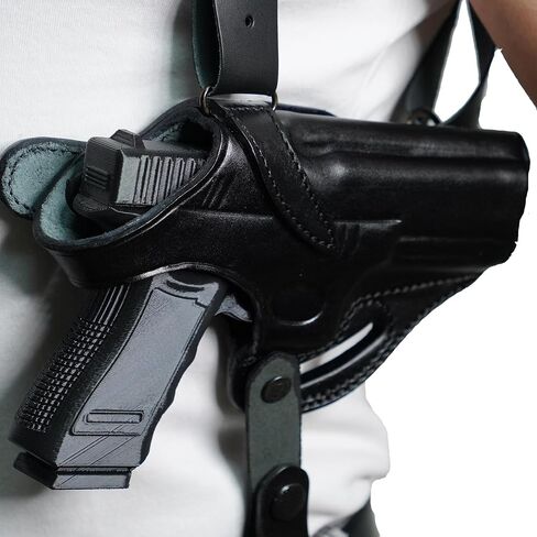 *KINGDOM HOLSTER* K061 Shoulder Holster & Belt Holster with Doulble Magazine Pouch (2in1) for Glock 17 Glock 19 Glock 22 Glock 23 RH Handmade! in Saudi Arabia