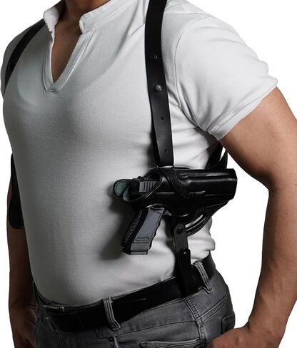 *KINGDOM HOLSTER* K061 Shoulder Holster & Belt Holster with Doulble Magazine Pouch (2in1) for Glock 17 Glock 19 Glock 22 Glock 23 RH Handmade! in Saudi Arabia