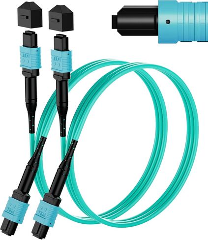 كابل ألياف MPO إلى MPO، 8M 2-Pack OM3 Multimode Fiber Patch Cable، 12-Core Type B Female، LSZH Jacket، MTP متوافق مع أجهزة الإرسال والاستقبال QSFP + in Kuwait