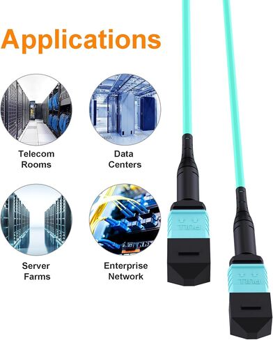 كابل ألياف MPO إلى MPO، 8M 2-Pack OM3 Multimode Fiber Patch Cable، 12-Core Type B Female، LSZH Jacket، MTP متوافق مع أجهزة الإرسال والاستقبال QSFP + in Kuwait