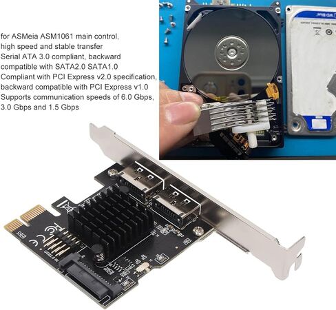 PCIE to Power ESATA Expansion Card 2 Port 6.0Gbps Support Hot Swap Plug and Play PCI Express Card for Desktop in Saudi Arabia