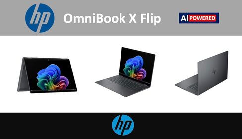 HP OmniBook X Flip AI 2-in-1 Laptop 16" (1920x1200) IPS WUXGA Touchscreen (Intel Ultra 5-226v, 16GB LPDDR5X, 512GB SSD, Backlit KB, Copilot, Thunderbolt 4, Win 11 Home) w/DKZ USB Port Expander in Kuwait