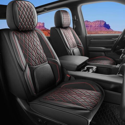 أغطية مقاعد مخصصة مناسبة لسيارة Chevy Silverado GMC Sierra 1500 2007-2025 2500/3500 HD Crew Cab Pickup Truck غطاء مقعد وسادة حماية مع جلد صناعي مقاوم للماء (أسود، مجموعة كاملة) in Kuwait