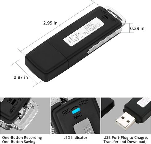 مسجل صوت رقمي. مسجل صوت صوتي رقمي محمول على قرص USB من Modea مع ذاكرة فلاش U (16 جيجابايت) (أسود) in Saudi Arabia