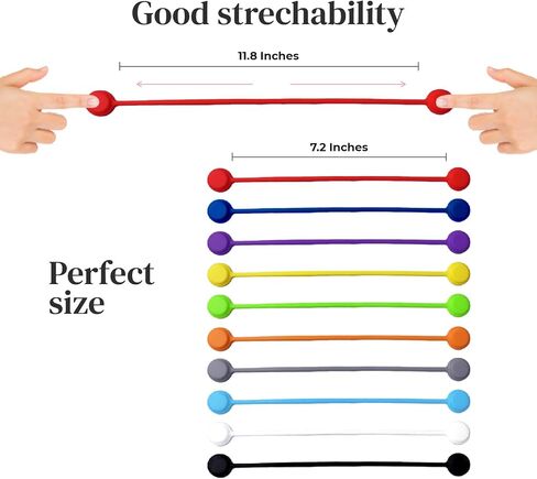 Magnetic Cable Management Organizer | 12 Pack Reusable Cable Ties & Cord Holder with Magnetic Clips | Silicone Cable Ties & Cord Keeper for Smart Home Gadgets, Assorted Colors in Saudi Arabia