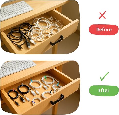 Magnetic Cable Management Organizer | 12 Pack Reusable Cable Ties & Cord Holder with Magnetic Clips | Silicone Cable Ties & Cord Keeper for Smart Home Gadgets, Assorted Colors in Saudi Arabia