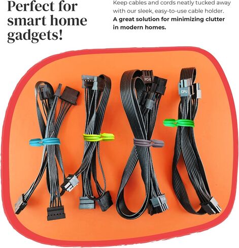 Magnetic Cable Management Organizer | 12 Pack Reusable Cable Ties & Cord Holder with Magnetic Clips | Silicone Cable Ties & Cord Keeper for Smart Home Gadgets, Assorted Colors in Saudi Arabia
