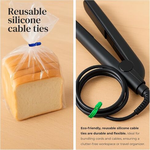 Magnetic Cable Management Organizer | 12 Pack Reusable Cable Ties & Cord Holder with Magnetic Clips | Silicone Cable Ties & Cord Keeper for Smart Home Gadgets, Assorted Colors in Saudi Arabia