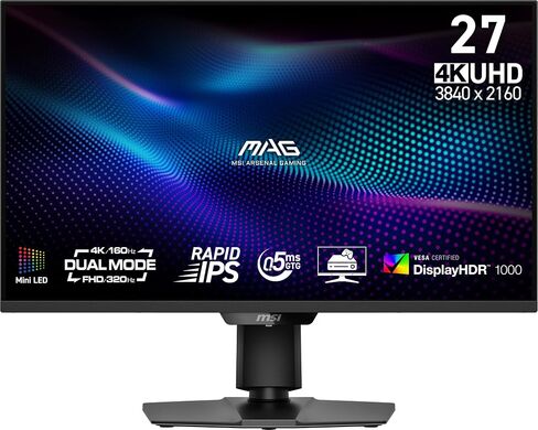 MSI MAG 274UPDF E16M 27-inch 3840 x 2160 (UHD) Gaming Monitor, 160Hz, AMD Adaptive-Sync, HDR Ready, HDMI, VGA Port, VESA Mountable, Tilt, 4-Side Slim Bezel, 0.5ms, Black in Saudi Arabia