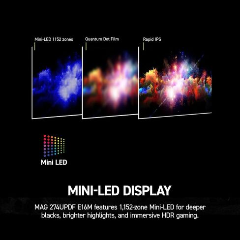 MSI MAG 274UPDF E16M 27-inch 3840 x 2160 (UHD) Gaming Monitor, 160Hz, AMD Adaptive-Sync, HDR Ready, HDMI, VGA Port, VESA Mountable, Tilt, 4-Side Slim Bezel, 0.5ms, Black in Saudi Arabia