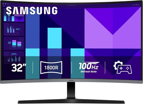 شاشة سامسونج منحنية 32 بوصة S3 (S39GD) FHD 100 هرتز، وضع الألعاب، وضع حماية العين، اتصال متعدد مع منفذ HDMI، مكبرات صوت مدمجة، LS32D39DGANXZA، 2025 in Kuwait