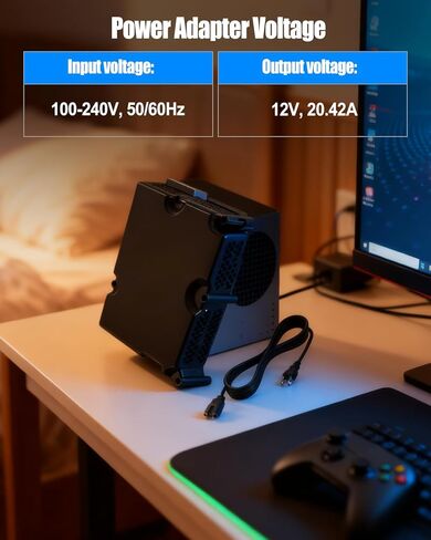 وحدة تحكم محول التيار المتردد متوافقة مع Xbox Series S، ومصدر طاقة داخلي لوحدة التحكم في الألعاب مع سلك طاقة، محول تيار متردد 100 فولت - 240 فولت in Kuwait