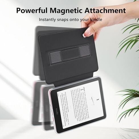 MOROCK Detachable Magnetic Case for 7" Kindle Paperwhite and Colorsoft Paperwhite Signature Edition(12th Gen. 2024), PU Leather and PC Clear Back Cover with Hand Strap, Auto Wake/Sleep, Misty Blue in Kuwait