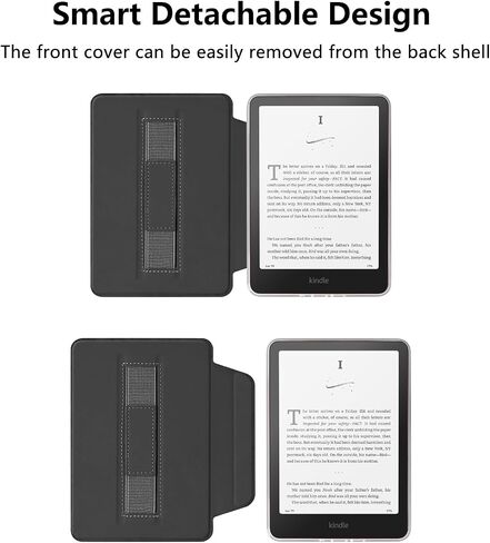 MOROCK Detachable Magnetic Case for 7" Kindle Paperwhite and Colorsoft Paperwhite Signature Edition(12th Gen. 2024), PU Leather and PC Clear Back Cover with Hand Strap, Auto Wake/Sleep, Misty Blue in Kuwait