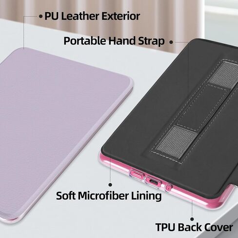 MOROCK Detachable Magnetic Case for 7" Kindle Paperwhite and Colorsoft Paperwhite Signature Edition(12th Gen. 2024), PU Leather and PC Clear Back Cover with Hand Strap, Auto Wake/Sleep, Misty Blue in Kuwait