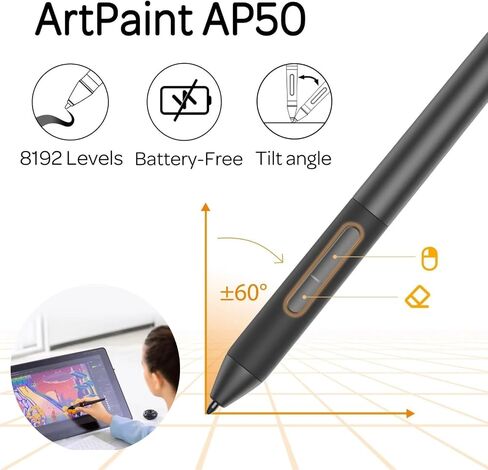 AP50 Battery-Free Stylus with 8192 Levels Pen Pressure Only for PD1161/PD1561/PD156Pro/PD1220/PD1320 Pen Display in Saudi Arabia