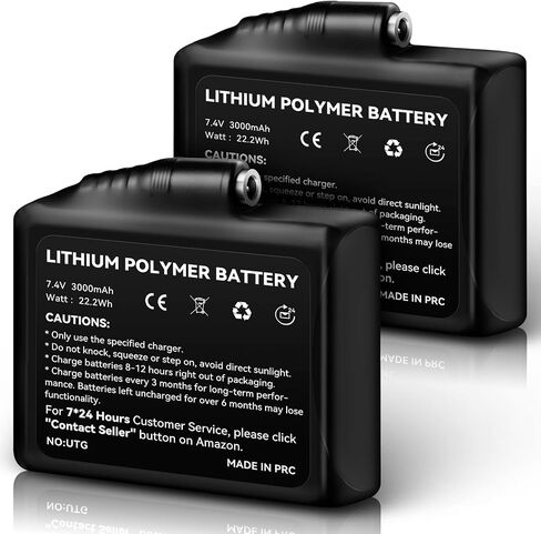 WASOTO 22.2WH 7.4V Battery Pack Rechargeable Lithium Polymer Batteries for Heated Gloves Socks Mittens Liners（2-Pack） in Saudi Arabia
