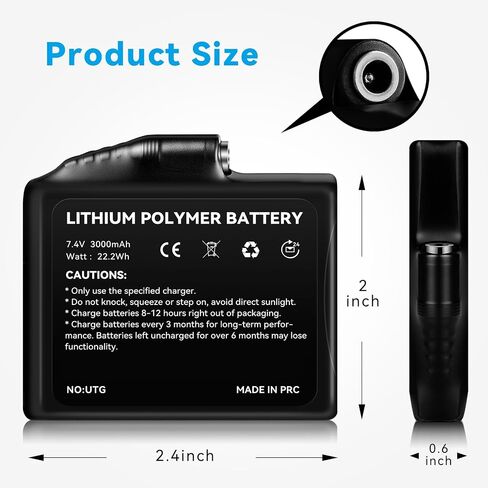 WASOTO 22.2WH 7.4V Battery Pack Rechargeable Lithium Polymer Batteries for Heated Gloves Socks Mittens Liners（2-Pack） in Saudi Arabia