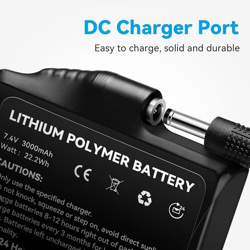 WASOTO 22.2WH 7.4V Battery Pack Rechargeable Lithium Polymer Batteries for Heated Gloves Socks Mittens Liners（2-Pack） in Saudi Arabia