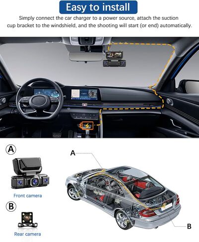 360° View Dash Cam 4 Channel Dash Cam Front Rear and Inside with 5GHz WiFi & App Control, 170°Wide Angle Camera for Car, Loop Recording, Night Vision, G-Sensor, Parking Mode, Included 32GB Card in Saudi Arabia