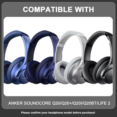 وسائد أذن بديلة لسماعات Anker Soundcore Life Q20/Q20BT/Q20+، قطع غيار وسائد الأذن وأغطية الأذن وأغطية الأذن (أسود) in Kuwait