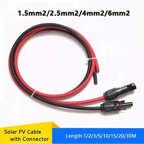 6/4/2.5/1.5mm2 10/12/14/16AWG Solar Panel Extension Cable Black and Red Copper Wire with Solar 30A DC Connector for PV Systems(30m,16 AWG - 1.5mm2) in Saudi Arabia