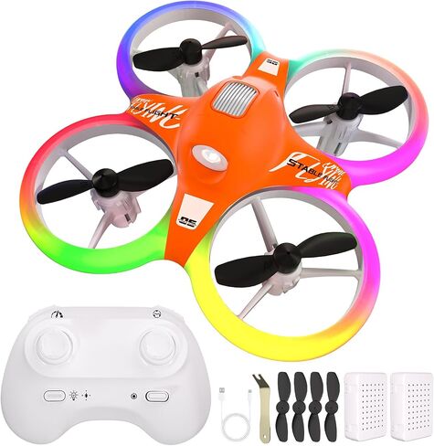 Drone for Kids with Colorful Light, Mini Indoor Drone Toy with 360° Flip, Altitude-Hover, Self-Rotation, 3 Speed Modes, Small Rc Drone Quadcopter with 2 Batteries for Boys Girls and Beginners in Saudi Arabia