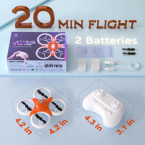 Drone for Kids with Colorful Light, Mini Indoor Drone Toy with 360° Flip, Altitude-Hover, Self-Rotation, 3 Speed Modes, Small Rc Drone Quadcopter with 2 Batteries for Boys Girls and Beginners in Saudi Arabia