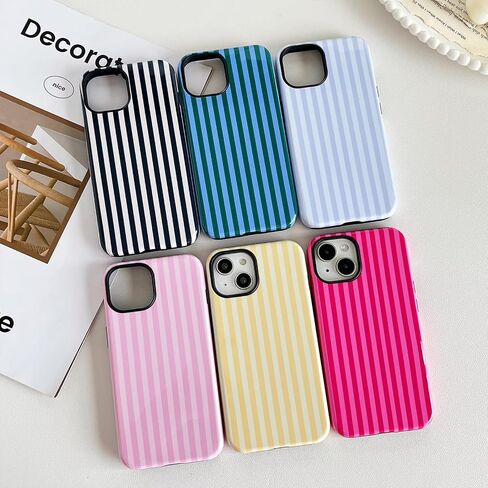 متوافق مع حافظة iPhone 13/14، غطاء بنمط مخطط جمالي أنيق للنساء، جراب هاتف واقٍ من مادة TPU الناعمة المقاومة للصدمات والكمبيوتر الصلب لهاتف iPhone 13/14 6.1 بوصة - وردي in Kuwait