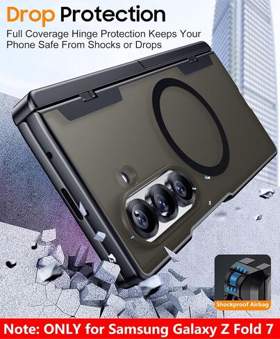 SPIDERCASE مصمم فقط لحافظة Samsung Galaxy Z Fold 7، [واقي شاشة] مدمج [حماية المفصلات] [مسند] حافظة هاتف واقية لكامل الجسم لهاتف Galaxy Z Fold 7 - أسود in Saudi Arabia