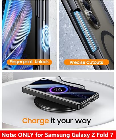 SPIDERCASE مصمم فقط لحافظة Samsung Galaxy Z Fold 7، [واقي شاشة] مدمج [حماية المفصلات] [مسند] حافظة هاتف واقية لكامل الجسم لهاتف Galaxy Z Fold 7 - أسود in Saudi Arabia
