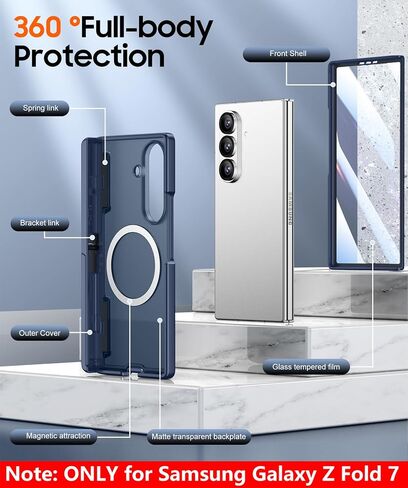 SPIDERCASE Only Designed for Samsung Galaxy Z Fold 7 Case,Built-in [Screen Protector] [Hinge Protection] [Kickstand] Full Body Protective Phone Case for Galaxy Z Fold 7 - Black in Saudi Arabia