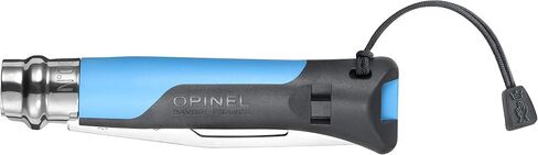 Opinel رقم 08 سكين قابل للطي للاستخدام الخارجي + أداة متعددة - شفرة من الفولاذ المقاوم للصدأ مسننة جزئيًا، مقبض غير قابل للانزلاق، صفارة نجاة، مفتاح تكبل in Kuwait