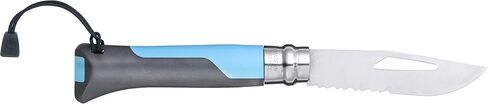 Opinel رقم 08 سكين قابل للطي للاستخدام الخارجي + أداة متعددة - شفرة من الفولاذ المقاوم للصدأ مسننة جزئيًا، مقبض غير قابل للانزلاق، صفارة نجاة، مفتاح تكبل in Kuwait