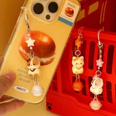 Cute Cartoon Three Dimensional Cat Bell Mobile Phone Lanyard Beaded Matching Keychain Fashion Bag Charm Accessories in Saudi Arabia