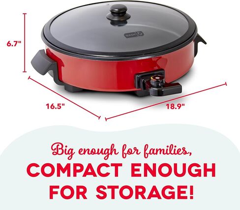 Dash Family Size Electric Skillet with 14 inch Nonstick Surface + Recipe Book for Pizza, Burgers, Cookies, Fajitas, Breakfast & More, 20 Cup Capacity, 1400-Watt - Aqua in Saudi Arabia