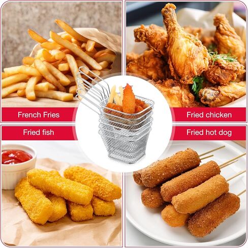 Potchen 24 Pcs Mini Fry Basket with Handle, Stainless Steel, Small, Silver in Saudi Arabia