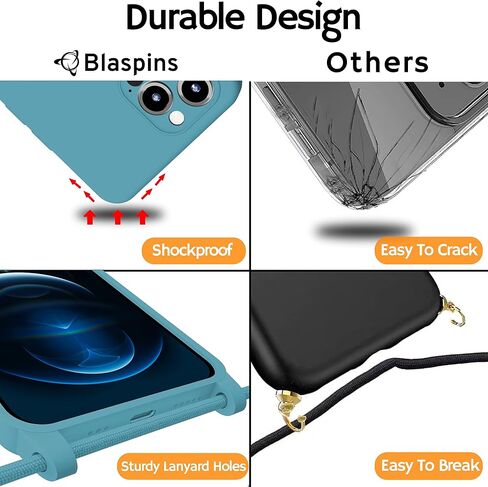 جراب Blaspins Crossbody Lanyard لهاتف iPhone 17 Pro، رقبة متقاطعة بدون استخدام اليدين مع حبل قابل للتعديل قابل للإزالة للحماية من السقوط غطاء سيليكون مقاوم للصدمات 6.3 بوصة 150 سم حزام iP17Pro - صنوبر أخضر in Kuwait